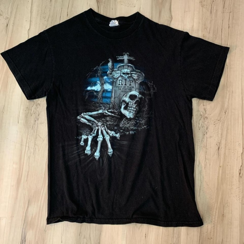 Vintage RIP skeleton graphic tshirt‎ Delta